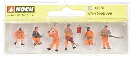 Produktbild: NOCH® Gleisbautrupp, handbemalte Modellfiguren, 1:87 für Spur H0 in oranger Sicherheitskleidung - perfekt für den Modellbau, Dioramen und DIY-Projekte