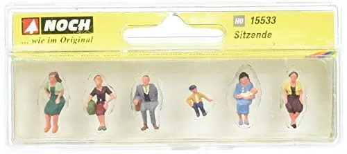 Produktbild: NOCH H0 Figuren Sitzende, handbemalte Modellbau Figuren für H0, ideal als Modellbahn Zubehör