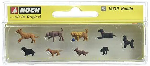 Produktbild: NOCH® H0 Figuren Hunde, handbemalte Tierfiguren, ideal für H0 Dioramen und Modellbahnlandschaften