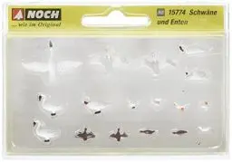 Produktbild: NOCH® Schwäne und Enten, Tierfiguren Set, 1:87 für Modellbahn H0 und Dioramen, ideal für Gewässer-Dekoration