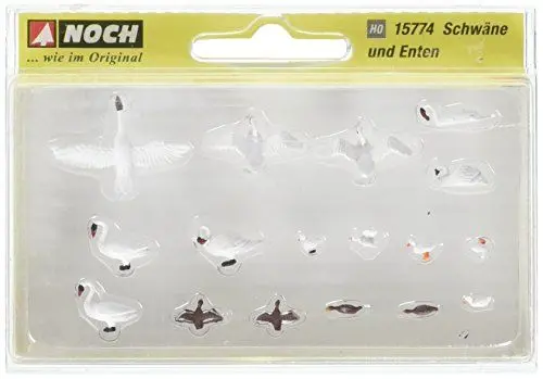 Produktbild: NOCH® Schwäne und Enten, Tierfiguren Set, 1:87 für Modellbahn H0 und Dioramen, ideal für Gewässer-Dekoration