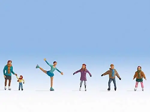 Produktbild: NOCH Schlittschuhlaufen, detailgetreue Winterfiguren H0, Kunststoff Handkoloriert für Modelleisenbahnen