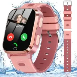 Produktbild: Noctiluxia Smartwatch Kinder GPS, 4G Watch Telefon, Wasserdicht, SOS Phone, Videoanruf, Zwei-Wege-Anrufe, Echtzeit Chat, Kamera, Schrittzähler, Wecker, für 4-12 Jungen und Mädchen (Rosa)