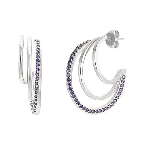 Produktbild: NOELANI Creolen 925 Sterling Silber Damen Ohrschmuck, mit Zirkonia synth., 2,5 cm, Silber, Kommt in Schmuck Geschenk Box, 2032322