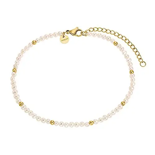 Produktbild: NOELANI Fußkette Edelstahl Damen Sommerschmuck, mit Süßwasserzuchtperle, 22+5 cm, Gold, Kommt in Schmuck Geschenk Box, 2032154