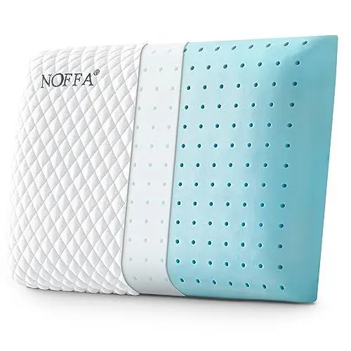 Produktbild: NOFFA Dünnes Kissen Fest zum Schlafen 6cm, Memory Foam Gel Kopfkissen Flache, Kinder Kopfkissen 40x60, Siebenschläfer Kleines Kissen für Bauchschläfer Pillow