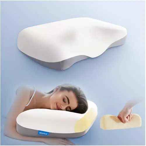 Produktbild: NOFFA Nackenkissen Kopfkissen, Memory Foam Kissen Ergonomisches, Festigkeit einstellbares Orthopädisches Kissen, Nackenstützkissen für Seiten, Rücken & Bauchschläfer Pillow 65 x 35 x 11.5 cm