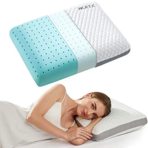 Produktbild: NOFFA Orthopädische Kissen Hart Bett 11cm Hoch, Ice Silk Kissen Memory Foam, Kleines Kissen zum Schlafen, Schlafkissen Orthopädisches Nackenkissen, Kopfkissen Flach 60X40