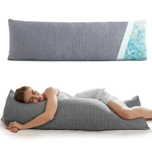 Produktbild: NOFFA Seitenschläferkissen 39 x 137 cm Langes Kissen für Seitenschläfer mit Zerkleinerter Memory Foam Schwangerschaftskissen Viskoelastischer Schaum Body Pillow mit Bezug, Füllung Verstellbar