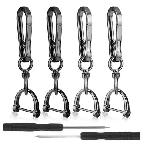Produktbild: Nogeqi 4 Stück Schlüsselring mit Karabiner Schlüsselkarabinahaken Abnehmbare Metall Schlüssel Schlüsselring Carabiner Schlüsselanhänger Karabiner Schlüsselanhänger Karabinerhaken Schlüsselanhänger