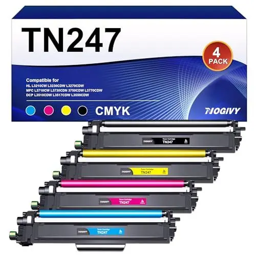 Produktbild: NOGIVY TN247 TN-243CMYK Toner Kompatibel für Brother TN243CMYK TN-247 für Toner Brother MFC L3750CDW DCP-L3550CDW MFC-L3750CDW HL-L3210CW MFC-L3770CDW HL-L3270CDW (Schwarz Cyan Gelb Magenta, 4er-Pack)