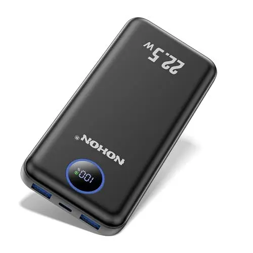 Produktbild: NOHON Powerbank 10000mAh Power Bank: 22,5W PD Fast Charging mit LED Display | USB-C Input & Output Schnellladefunktion Handyakkus | 4 Ports Kompatibel mit iPhone 15 14 13 12 Samsung Galaxy iPad Tablet