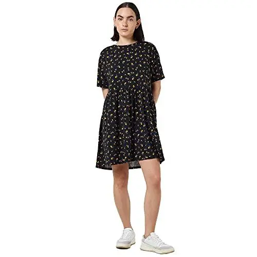Produktbild: NOISY MAY Damen NMKERRY S/S Short AOP Dress S Kleid, Black/AOP:Flower, S