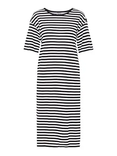 Produktbild: Noisy May Damen Nmmayden 2/4 Dress Noos Kleid, Mehrfarbig (Black Stripes: Bright White), XL EU