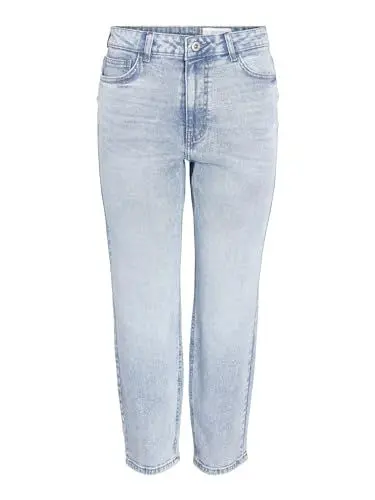 Produktbild: Noisy may Damen Jeans Cropped High Waist Hose Denim Bleached Pants NMMONI, Farben:Hellblau, Größe:27W / 32L, Beinlänge:L32