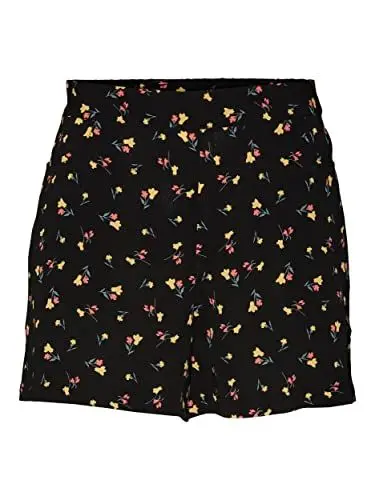 Produktbild: Noisy may Damen Nmclara Smiley Nw Noos Shorts, Black/Aop:flower, L EU