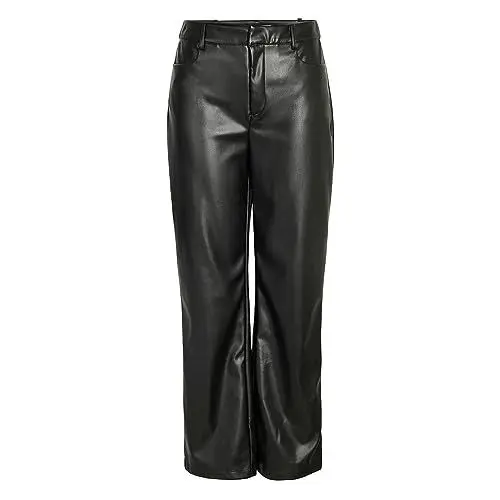 Produktbild: Noisy may Kunstleder Hose Straight Leg High Waist Pants PU Coated Beschichtet Bootcut NMANDY, Farben:Schwarz,Größe Damen:L