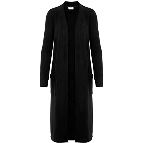 Produktbild: Noisy may Langer Einfarbiger Cardigan Langarm Basic Stretch Strick Jacke mit Vordertaschen NMCITY, Farben:Schwarz,Größe Damen:XL