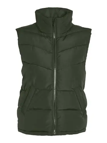 Produktbild: Noisy may Puffer Weste Wattierte Stepp Übergangsjacke ohne Kapuze Basic ohne Ärmel NMDALCON, Farben:Grün,Größe Damen:M