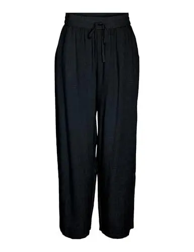 Produktbild: Noisy may Weite Relaxed Fit Culotte Modisch Lässige Jogging Stoffhose Leinen, Farben:Schwarz, Größe:M