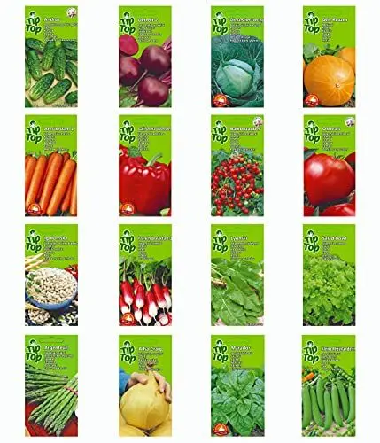 Produktbild: Nojus Premium Gemüsesamen-Set - 16 Packen Gemüsesamen - Verschieden Pflanzensamen Starter Kit - Hohe Keimrate, Einfache Anzucht Garten Samen Pflanzen Saatgut - Samen Gemüse Box 16 Sorten