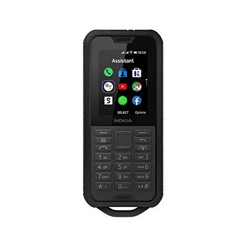 Produktbild: Nokia 800 Tough 2,4-Zoll 4G SIM-freies, wasserdichtes, staubdichtes und sturzgeschütztes Telefon, eine Kamera, eine Taschenlampe, eine Google Assistant-Taste und Unterstützung für Apps - Schwarz