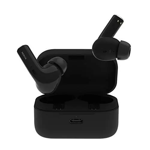 Produktbild: Nokia E3500 True Wireless Earbuds, Bluetooth 5.0, mit Clear Voice Capture (CVC) Technologie, 7 Stunden Non-Stop Spielzeit und bis zu 25 Stunden dank Charging Case – Schwarz (Amazon Exclusive)