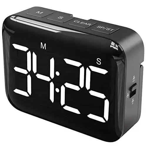 Produktbild: NOKLEAD digitaler Küchentimer zum Kochen: Magnetischer Countdown-Timer mit großer LED-Anzeige, einstellbare Lautstärke und Helligkeit, einfach zu bedienen für Kinder Ältere - Batterie inklusive Weiß