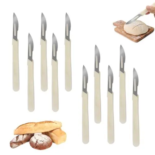Produktbild: NOLACE10 Pack Baguettemesser Teigmesser Brot Cutter Teig Rasiermesser Werkzeug mit 5 Klingen für DIY Brot Backen,Einschneiden von Baguette