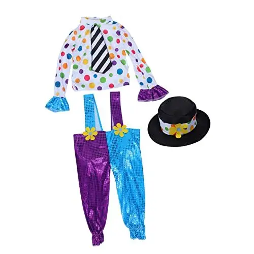 Produktbild: NOLITOY 1 Satz Abschlussball-clown-kostüm Halloween-clown-anzug Lustige Clownkostüme Clownkostüm Für Erwachsene Clown-weihnachtskleidung Für Kinder Kleiner Junge Stoff Bilden Shirt