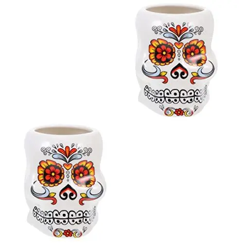 Produktbild: NOLITOY 2 STK Glas Barweinglas Luau-Party-trinkgeschirr Jahrgang Aloha Getränkebecher Halloween-kaffeetassen Totenkopf-trinkbecher Hawaii Saft Glas Keramik Weiß Bankett