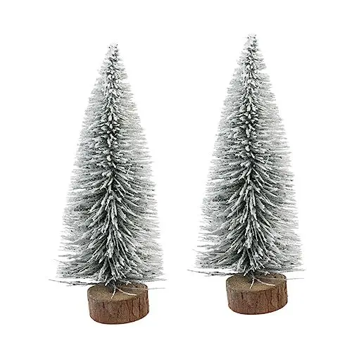 Produktbild: NOLITOY 2st Kleiner Weihnachtsbaum Weihnachtsmittelstück Weihnachtsbaum Dekoration Gefälschter Weihnachtsbaum Schlanker Weihnachtsbaum Miniatur Abstauben Hölzern