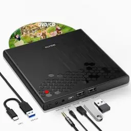 Produktbild: NOLYTH Externes CD Laufwerk für Laptop, Slot-in DVD Laufwerk Extern, CD Laufwerk Extern USB mit 1 Audio 2 USB Slots, Externe Optische Laufwerke DVD Brenner Externes Laufwerk für Mac Windows PC MacBook