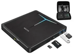 Produktbild: NOLYTH Externes DVD Laufwerk, CD Laufwerk Extern USB 3.0 Type-C DVD/CD+/-RW Brenner mit USB Port & SD TF Slot, Tragbar Externes CD Laufwerk für Laptop PC Windows 11 10 Mac MacBook Linux