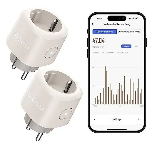 Produktbild: Nooie Wlan Steckdose mit Strommessung 2er Pack,Smart Home Smart Steckdose Kompatibel mit Alexa, Smart Life und Tuya App-Steuerung,Zeitschaltuhr,Nur 2.4GHz