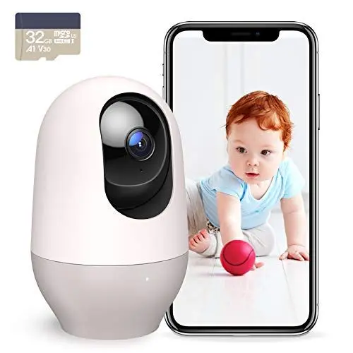 Produktbild: nooie 5G Babyphone mit SD-Karte, 2K Babyphone mit Kamera WiFi Haustierkamera, kabellose 360-Grad IP-Kamera, Bewegungsverfolgung, Super IR Nachtsicht, funktioniert mit Alexa, Zwei-Wege-Audio