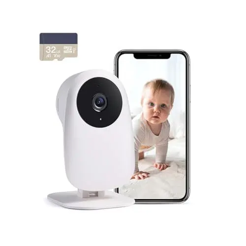 Produktbild: nooie Babyphone Kamera, Babyphone mit Kamera und SD Karte, WLAN Kamera Indoor mit APP und 2K HD Nachtsicht Gegensprechfunktion Kompatibel mit Alexa und 2.4Ghz WiFi, Bewegungs Geräuscherkennung