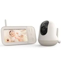 Produktbild: nooie Babyphone mit Kamera 5 Zoll, Video Babyfon mit Kamera ohne WLAN, Baby Monitor mit 4000mAh Akku, 720P HD-Nachtsicht, Zwei-Wege-Audio, Wiegenlied, Temperatursensor, Schwenk-Neigungszoom