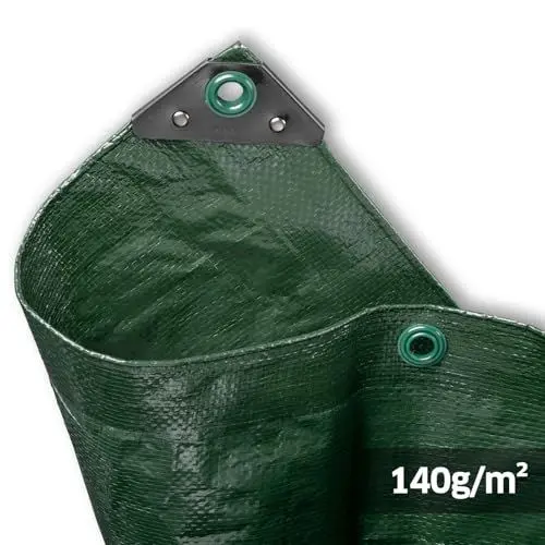 Produktbild: Abdeckplane Profi - 140g/m² - 8x12 m - Grün - Allzweckplane für Schutz vor Witterung - Ideal geeignet für Gartenbereich - UV-stabilisiert, beidseitig beschichtet, wasserfest und abwaschbar