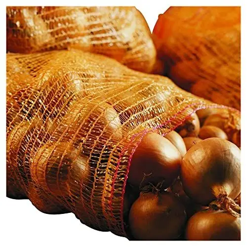 Produktbild: Raschelsäcke aus Mesh Gewebe mit Zugband - 10 Stück Netzsäcke 60x100 cm für 50 kg - Gemüsenetz - Netz für Obst, Kartoffeln, Zwiebeln oder Holz - wiederverwendbar - beste Belüftung dank grober Maschen