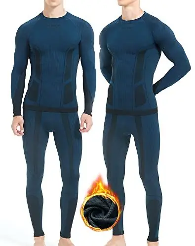 Produktbild: NOOYME Thermounterwäsche Herren Elastisch Funktionsunterwäsche Herren Weich Thermo Unterwäsche Männer Winter Warm Skiunterwäsche Herren Atmungsaktiv Funktionswäsche Thermowäsche BlauM