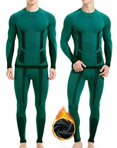 Produktbild: NOOYME Thermounterwäsche Herren Elastisch Funktionsunterwäsche Herren Weich Thermo Unterwäsche Männer Winter Warm Skiunterwäsche Herren Atmungsaktiv Funktionswäsche Thermowäsche GrünL