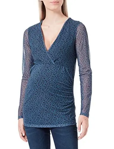 Produktbild: Noppies Damen Top Olean Nursing Long Sleeve All Over Print T Shirt, Coronet Blue - P993, 38 EU