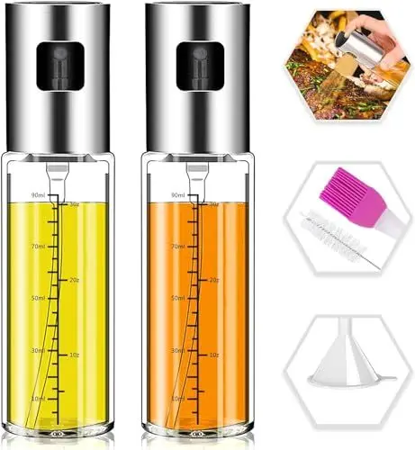 Produktbild: NORBASE 2 Stück Ölsprüher Öl Sprühflasche Ölspray zum Speiseöl Kochen Heißluftfritteuse, Glas, 100ml