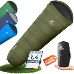 Produktbild: NORDBÄR® Schlafsack 3 Jahreszeiten & Sommer Ultraleicht (750g/1500g) | Camping Mumienschlafsack | kleines Packmaß (100GSM/300GMS) | Outdoor Reise Hüttenschlafsack| Sommerschlafsack