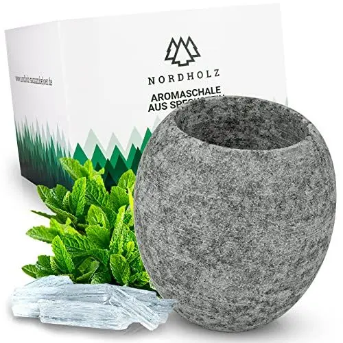 Produktbild: NORDHOLZ® Sauna Aromaschale aus Speckstein - Für einen langanhaltenden und intensiven Duft - Sauna Aufguss Stein perfekt für Aufguss oder Mentholkristalle - Sauna Zubehör - Saunazubehör