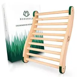 Produktbild: Nordholz® Sauna Rückenlehne ergonomisch - Die Perfekte Rückenstütze für sofortigen Wohlfühleffekt - Sauna Zubehör aus 100% nordische Fichte für Infrarotkabine - Holz Lehne Saunazubehör