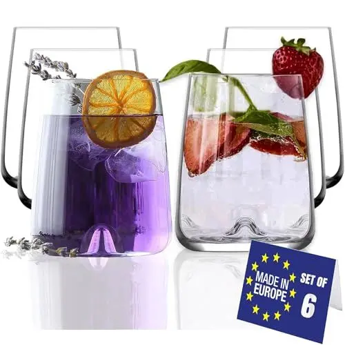 Produktbild: NORDIC SCHILLER Moderne Trinkgläser Groß 475ml, 6er Set%100 BLEI FREI Weinglas, Wassergläser Spülmaschinenfest Coktailgläser Wasserglas Groß Weingläser, Trinkglas Water Glasses Caipirinha Gläser Groß