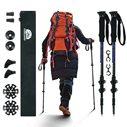 Produktbild: Underwood Aggregator Nordic Walking Stick für Damen und Herren, Teleskop 2 Stück Wanderstöcke für Trekking, Aluminium Wanderstock, 60-135 cm Trekkingstöcke für Kinder, Adult, Verstellbar Wanderstöcke