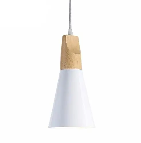 Produktbild: Nordische Restaurant Hänge-& Pendelleuchte aus Massivholz, 1 Licht, E27, Durchmesser 11 cm, L30 cm, Holz-Pendelleuchte für Kücheninsel, Esszimmer, Schlafzimmer, Flur
